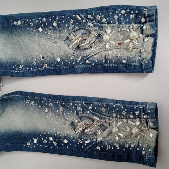 PENSAMIENTO WOMEN'S BLUE JEANS SIZE 7 WITH LOTS OF BLING - Picture 4 of 12